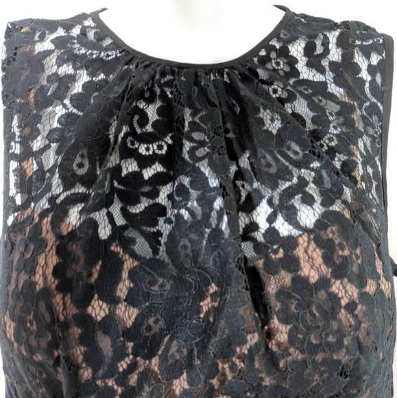 Eliza J Black Lace Ruched Sheath Dress‎ sz 10 - Picture 3 of 8